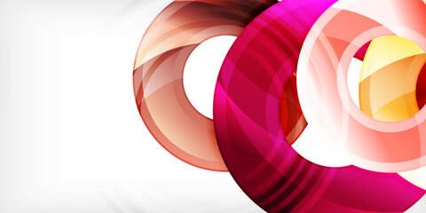 Poster - Bright colorful circles with light effects. Abstract background