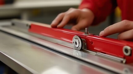 Poster - a manual paper cutter with a safety lock feature, designed for precise cuts while minimizing the ris