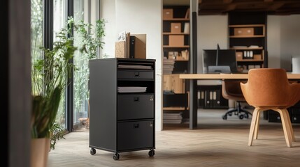 Aufkleber - A mobile filing cabinet with lockable drawers, designed for a flexible workspace.