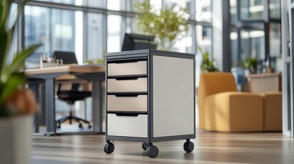 Aufkleber - A mobile filing cabinet with lockable drawers, designed for a flexible workspace.