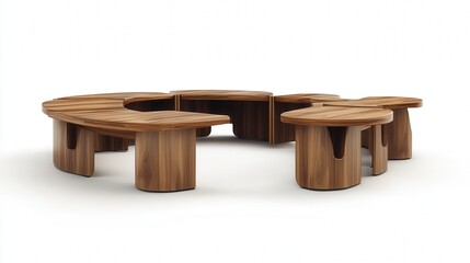 Poster - A modular conference table with multiple components that can be rearranged to suit different meeting sizes.