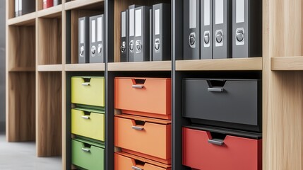 Poster - A modular filing cabinet with customizable drawers, designed to meet specific storage needs.