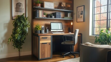 Poster - A multi-functional filing cabinet with additional shelves on top, designed for both file storage and office supplies.