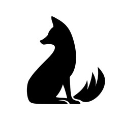 Poster - A large fox symbol in the center. Isolated black symbol. Illustration on transparent background
