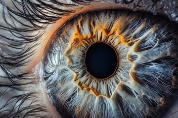 Aufkleber - The mesmerizing close-up of a human eye reveals intricate details, showcasing the unique textures, colors, and patterns, evoking a sense of wonder and curiosity.