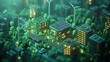 © Kanakorn - Smart grid connecting renewable energy sources, net zero network, 3D illustration