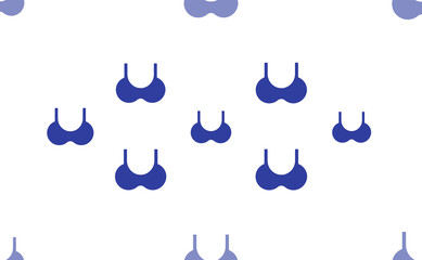 Poster - Seamless pattern of large isolated blue bra symbols. The pattern is divided by a line of elements of lighter tones. Illustration on light transparent background
