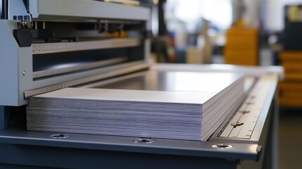 Poster - A paper cutter with a large cutting capacity, allowing users to cut through thick stacks of paper in one go
