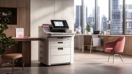 Poster - A photocopier with advanced scanning capabilities, capable of scanning multi-page documents to email or cloud storage.