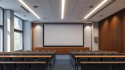 Poster - A projection screen with a retractable design, ideal for professional environments where space efficiency is key