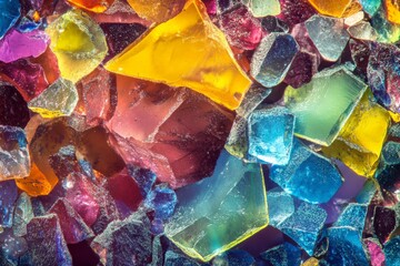 Leinwandbilder - This vibrant image showcases a collection of multicolored crystalline shapes, reflecting light beautifully to create a mesmerizing abstract pattern.