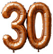 © Natalia - PNG Metallic foil balloons forming the number 30