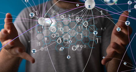 Poster - Technology background. Big data concept. Binary