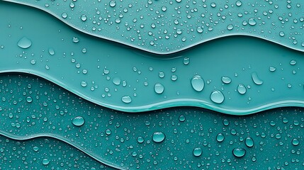 Poster - Abstract Watercolor Artwork with Fluid Layers and Water Droplets in Shades of Teal, Capturing the Essence of Natural Fluidity and Movement for Contemporary Design