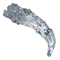 Poster - 3d transparent glossy fluid, liquid shape with dispersion effect. Rainbow colors reflection glass.