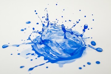 Poster - A beautifully captured splash of blue liquid creates a vibrant show of fluid dynamics, encapsulating the spontaneous dance of water in an abstract form.