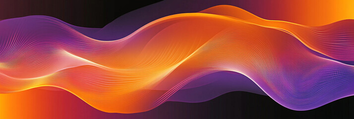 Poster - Vibrant waves of color flow through dark background