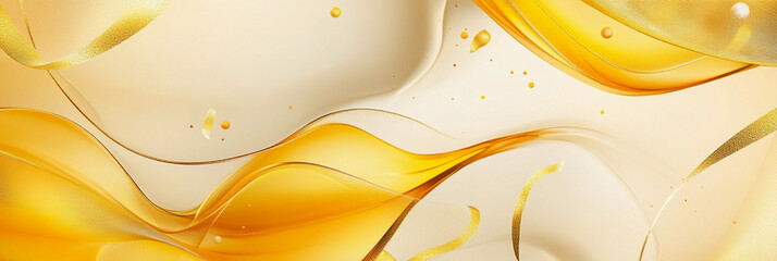 Poster - Abstract waves in vibrant gold tones and fluid shapes