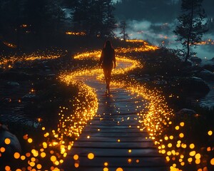 Poster - Glowing Forest Trail Ignites the Path to New Possibilities