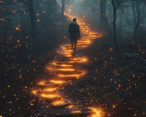 Poster - Glowing Forest Trail Symbolizing Journey of New Possibilities
