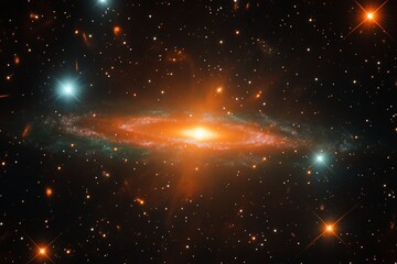 Poster - This image displays a luminous galaxy filled with countless stars, swirling with vibrant colors in a deep space setting, invoking wonder and exploration thoughts.