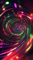Poster - Abstract Light Swirl in Creative Digital Design, Vibrant Colors Spiraling, Hypnotic Motion, Futuristic Background for Technology, Art, and Imagination