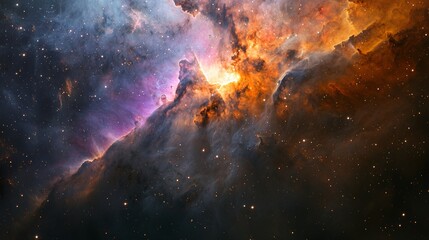 Wall Mural - The core of a blazing cosmic nebula, teeming with vibrant hues and innumerable stars.
