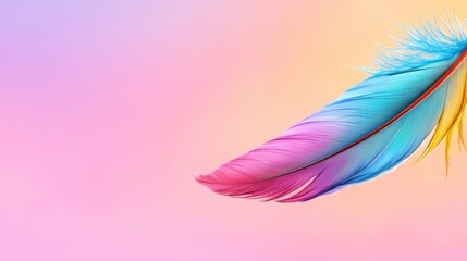 Poster - Soft and Ethereal Feather in Pastel Gradient Colors   Abstract Digital Art Background