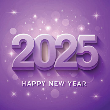 3d Happy New Year 2025  typography text, lettering design