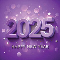 Poster - 3d Happy New Year 2025  typography text, lettering design