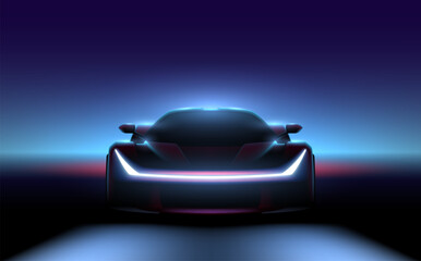 Wall Mural - car silhouette with lights effect