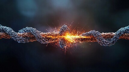 Poster - Explosive breakthrough of metal twine industrial fusion abstract art dynamic energy close-up innovation concepts