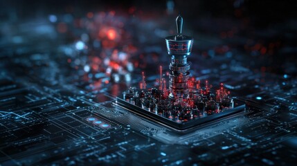Poster - Futuristic 3d visuals of ai algorithms revolutionizing portfolio management in a digital landscape