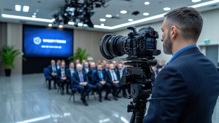Aufkleber - Major medtech acquisition announcement conference room press event corporate setting professional viewpoint industry insight