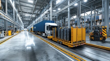 Poster - Efficient logistics operations warehouse industrial facility modern environment aerial view secure goods management