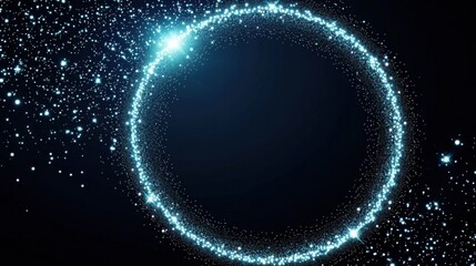 Poster - A glowing circular pattern of sparkling blue particles against a dark background, creating a mystical and ethereal atmosphere.