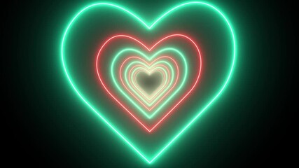 Wall Mural - beautiful abstract hearts tunnel with light lines moving fast. different colors rainbow animation. 4