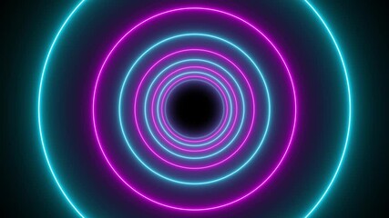 Wall Mural - abstract background with animation of flight in abstract futuristic tunnel with neon light. multi-co