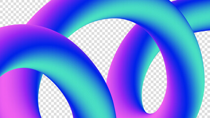Aufkleber - Dynamic bent wavy line isolated on transparent background. Blue and pink gradient. Abstract 3d shape design. Graphic template. Vector illustration.