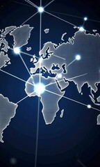 Poster - visualizes the intricate web of global connections and data flow between continents and countries in