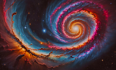 Poster - spiral galaxy with a bright blue center. the spiral is made up of many different colors. there are m