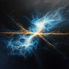 Poster - Exploring interstellar quantum entanglement light bridges cosmic void scientific visualization space theoretical physics