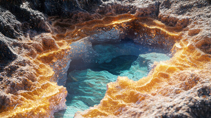 Poster - Exploring volcanic mineral formations detailed geological landscape crystal growth natural environment aerial view geology concepts for seo impact