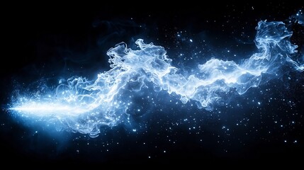 Poster - glowing electric current surging through transparent wire with vibrant blue and white sparks