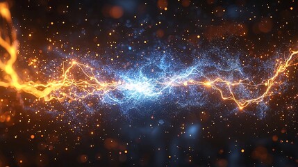 Poster - Glowing Electric Current Flowing Through Transparent Wire with Vibrant Sparks