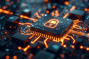 Poster - image symbolizes cybersecurity, representing the visualization of data and network technologies. 