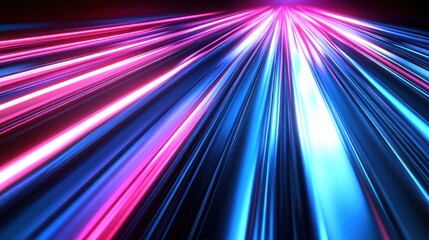 Poster - Abstract Neon Light Streaks Converging in Speed