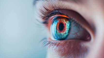 Poster - Digital eye transformation futuristic world visual art cyber environment close-up view technology and human connection