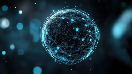 Poster - Digital sphere visualization global tech hub abstract graphic high-tech environment futuristic viewpoint networking concept