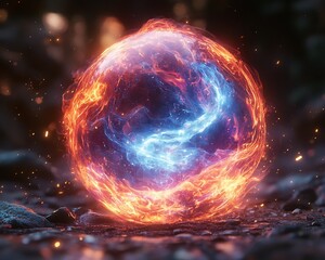 Poster - Glowing Plasma Globe with Vibrant Electric Current Tendrils in Dark Backdrop
